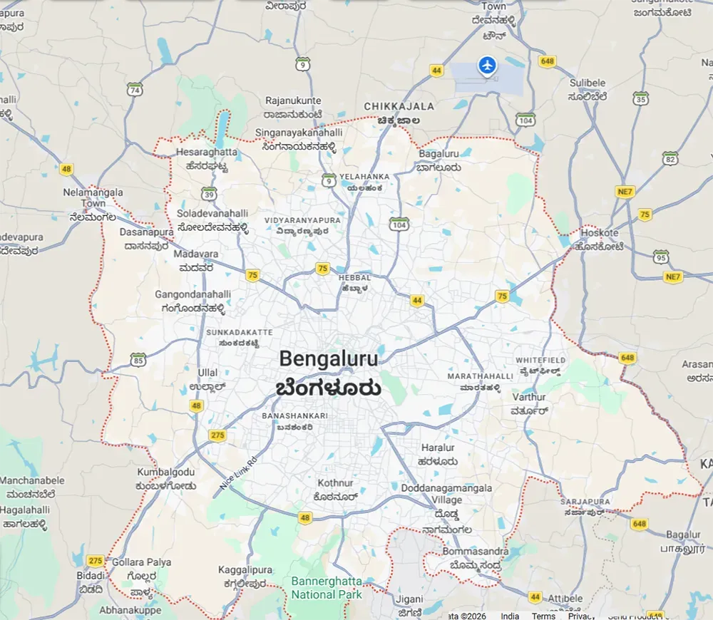 Location map of Brigade Savannah at Gummanahalli, Devanahalli Extension, North Bangalore